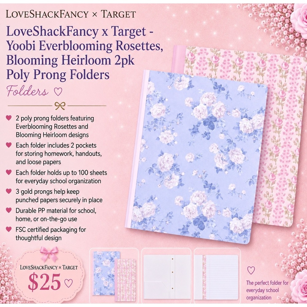LoveShackFancy x Target Yoobi Blooming Heirloom 2pk Folders